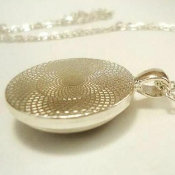 5/$25 Happy Camper Glass Silver Tone Necklace - Picture 2 of 8